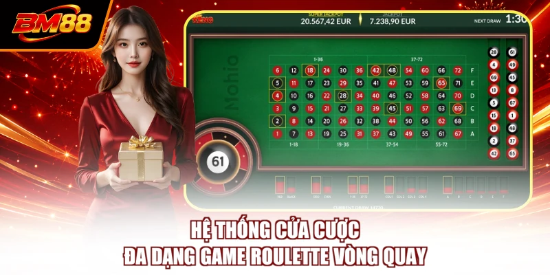 Hệ thống cửa cược đa dạng game Roulette vòng quay